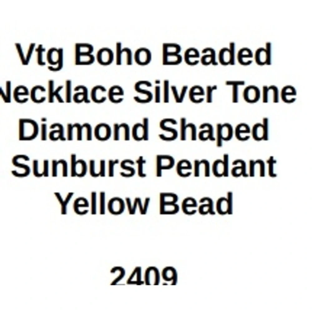 Vtg Boho Beaded Necklace Silver Tone Diamond Shaped Sunburst Pendant Yellow Bead
